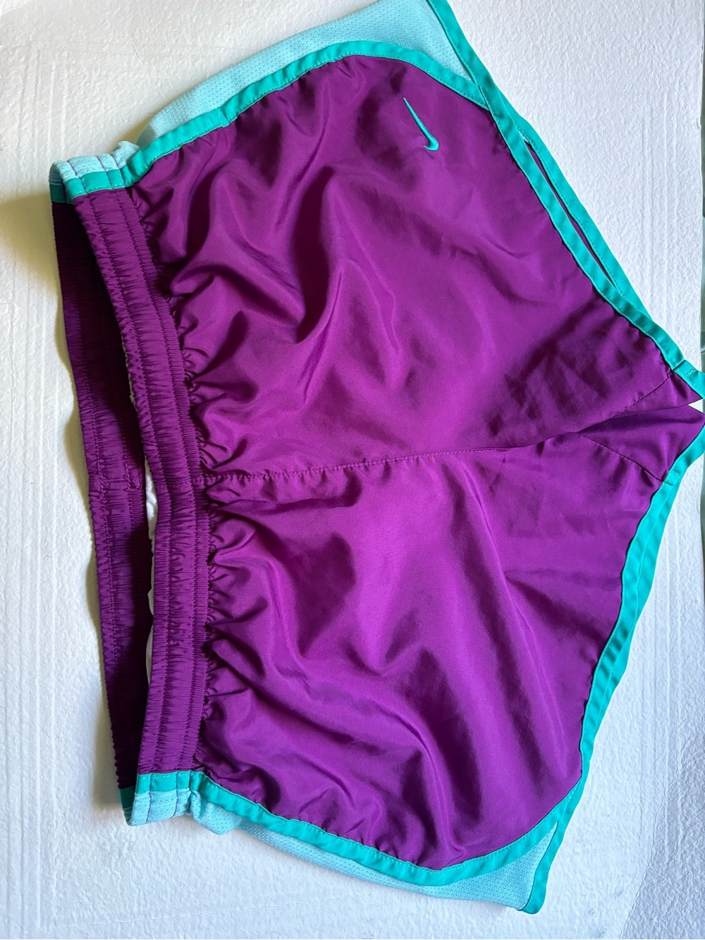 Nike Women's Purple Running Shorts with Teal Trim